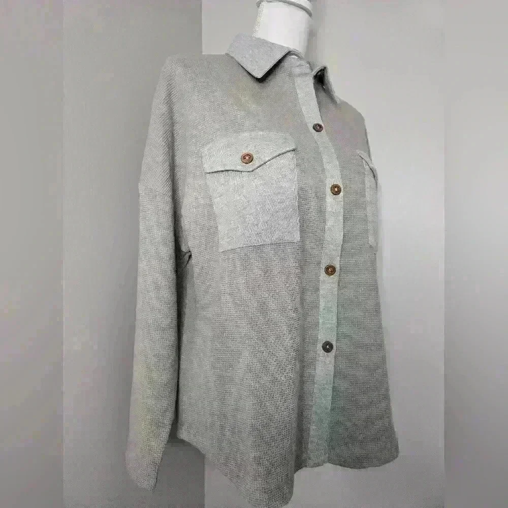 Grey Two-Toned Shacket - Picture 2 of 10